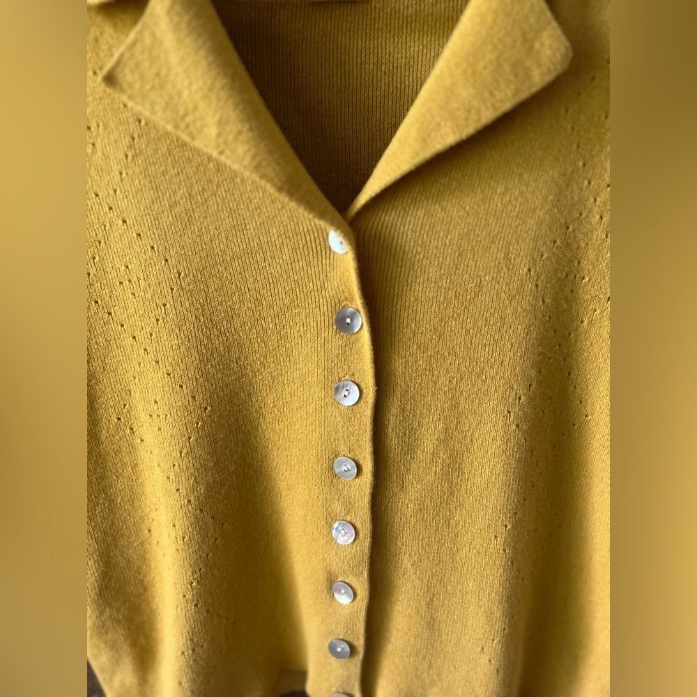Vintage 90s Maurices Yellow Knit Sweater Vest – Collared Button Top – Size M - Picture 5 of 8
